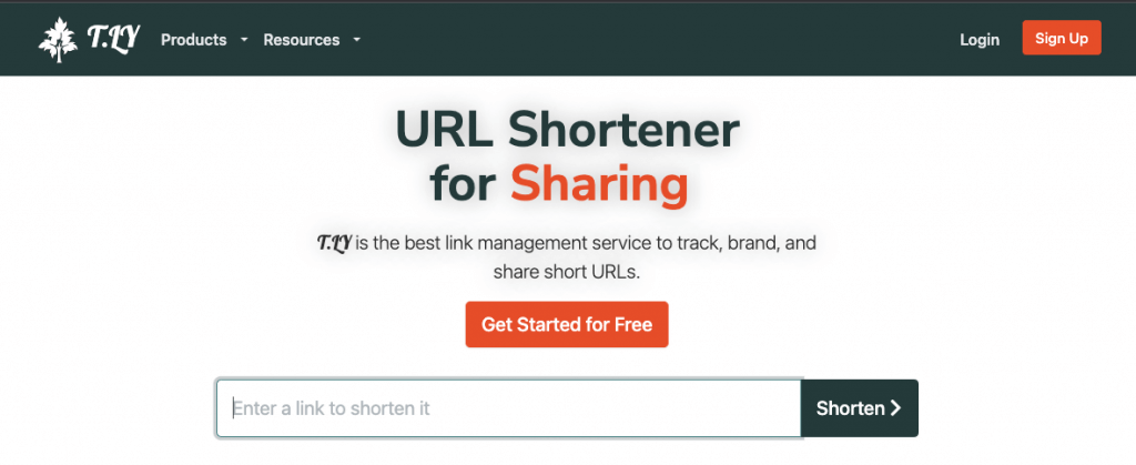T.LY URL Shortener Homepage 2023